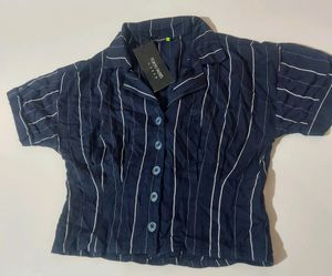 Trendy Blue Half Sleeve Shirt Top