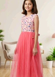 Karigari Girls Pink Embroidered sleeveless