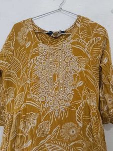 Stylish Mustard Yellow Floral Anarkali Dress