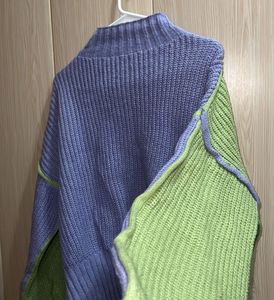 Two-Tone Korean Knit Pullover
