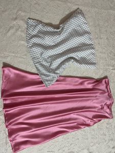 Cute polka tube top with Satin skirt🎀