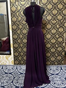 Elegant Purple Maxi Dress with Embellished Waist