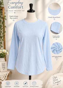 Comfortable Sky Blue Long Sleeve Top