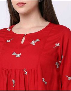 Red Flared Sleeve Kurta