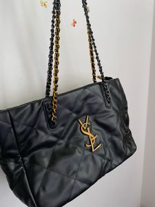 Chic Black Quilted Handbag with Gold Chain