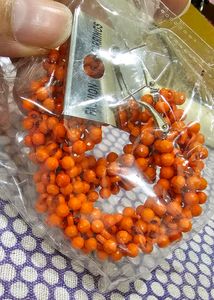Orange Pearly Hoop Earrings