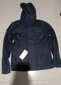 Royal Enfield Men's Dark Blue Hooded Jacket