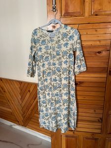 blue Floral Print Kurta