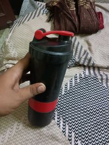 Black Shaker Bottle with Red Lid