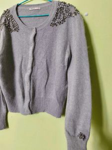 Embellished Grey Cardigan
