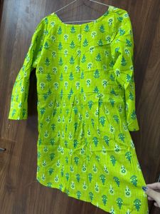 Vibrant Green Printed Kurta