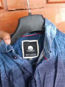 Demin Men's Blue Cotton Casual Shirt