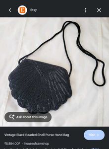 Vintage Y2K Black Beaded Shell Purse