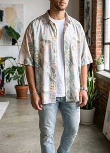 Abstract Print Short Sleeve Shirt stylish five sle