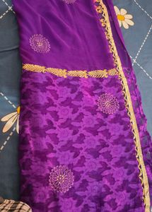Elegant Purple Embroidered Saree