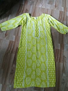 Vibrant Lime Green Printed Kurta