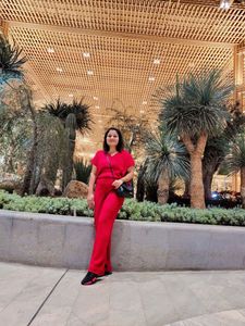 Women red acryclic co-ord set