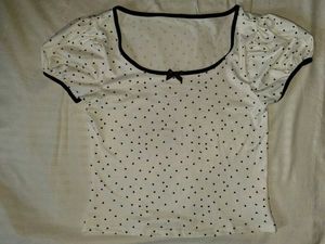 White Top with Black Heart Print