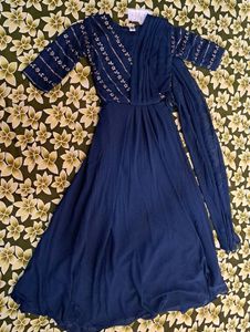 Trendy Saree Gown IN Bottle Green Color