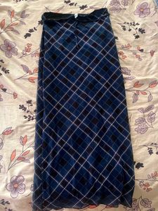 Blue Plaid Maxi Skirt