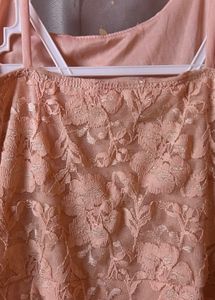 Soft Bloom Peach Lace Mini Dress