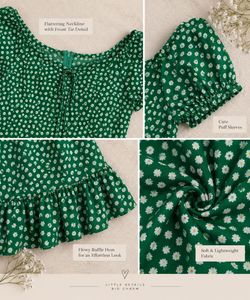 Chic Green Floral Print Mini Dress