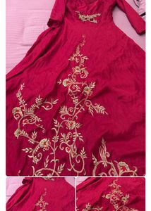 Gown Elegant Magenta Embroidered