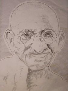 Hand-drawn Mahatma Gandhi Portrait Sketch