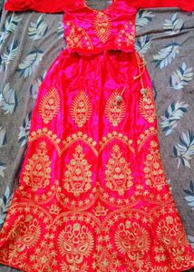 Red Embroidered Lehenga Choli for 10 years girl