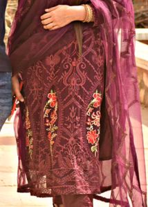 Elegant Maroon Embroidered Suit Set