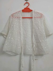 Elegant White Embroidered Dupatta