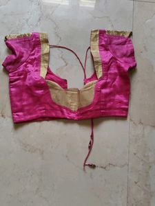 Pink Colour Gold Embroidery With blouse