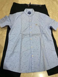 Sky Blue Printed wrangler Shirt And Branded Chino