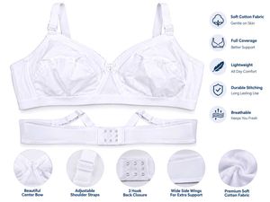Comfortable White Cotton Bra pack of 2