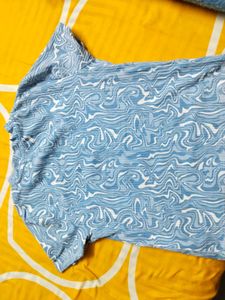 Blue Marble Ribbed Cut-Out Top