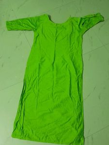 Parrot Green Kurthi With Beautiful Handwork