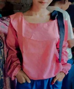 Pink Off-Shoulder Top with Black Bow 🎀