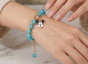 Blue Beaded Mickey Mouse Charm Bracelet