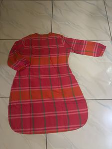 Pink &amp; Orange Plaid Kurta