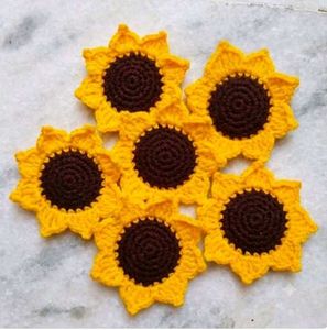 Handmade Crochet Sunflower Coasters {Pack of 2}