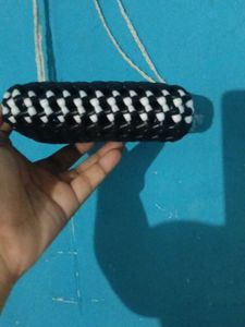 Stylish Black &amp; White Beaded Bag