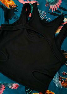 sexy Edgy Black Cutout Crop Top