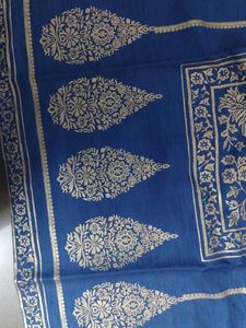 Elegant Blue &amp; Gold Print Kurta