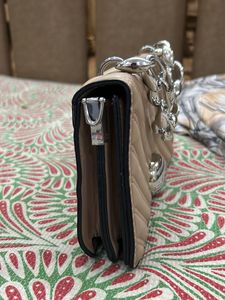 Stylish Beige Quilted Shoulder Bag