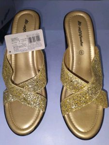 Gold Glitter Wedge Sandals