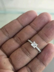 92.5 Heart Shape Amethyst Ring with hallmark