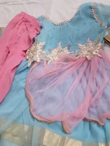 Beautiful Blue &amp; Pink Frock with legging