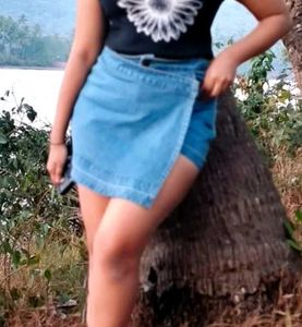 Blue Denim High-Waisted Skorts