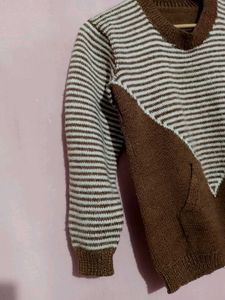 Striped Brown Knitted Sweater