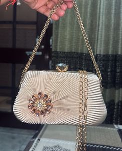 Elegant White Clutch with Chain